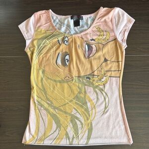 Custo Barcelona Pink Graphic Tee with Blonde Illustration